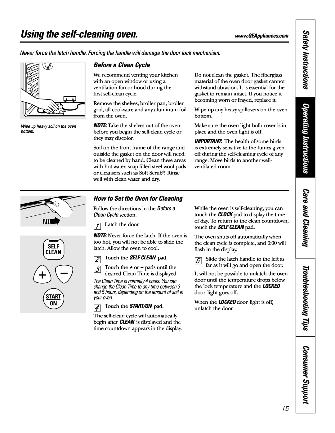 GE JDP39 owner manual Using the self-cleaningoven, Instructions Operating Instructions Care, Before a Clean Cycle, Safety 