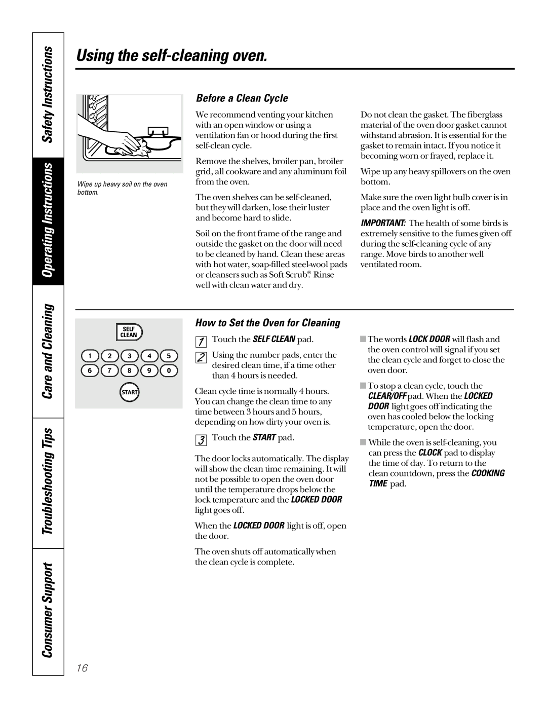 GE JDP46 Using the self-cleaning oven, Consumer Support Troubleshooting Tips Care and Cleaning, Before a Clean Cycle 