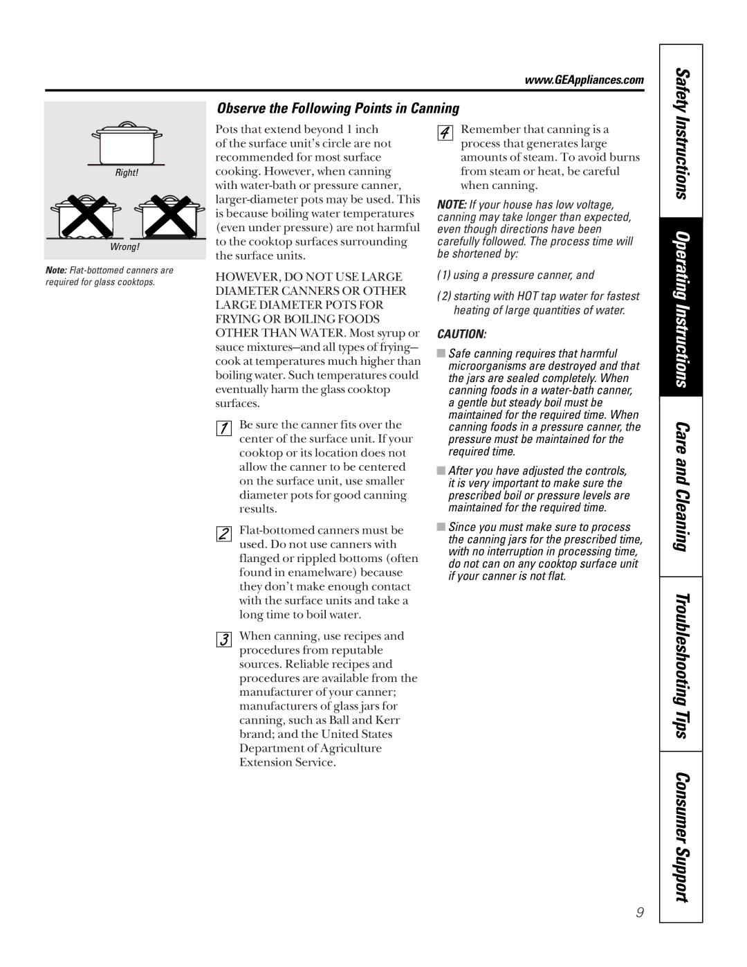 GE JDP46WDWW owner manual Observe the Following Points in Canning, Using a pressure canner 