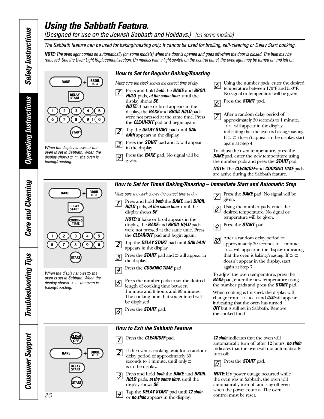 GE JDP47 owner manual Using the Sabbath Feature, How to Set for Regular Baking/Roasting 