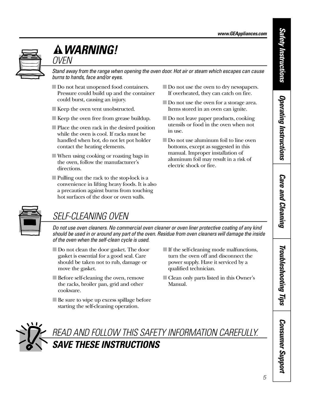 GE JDP47 owner manual Operating Instructions Care, Cleaning, Troubleshooting Tips 