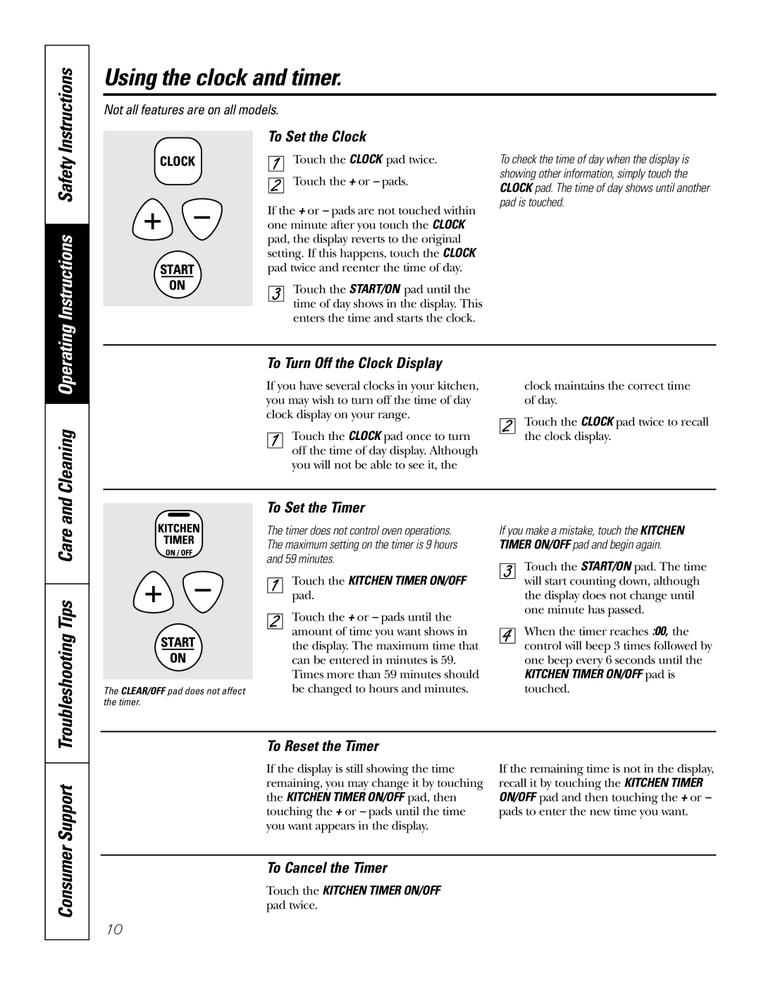 GE JDS28CKCC owner manual Using the clock and timer, Support 