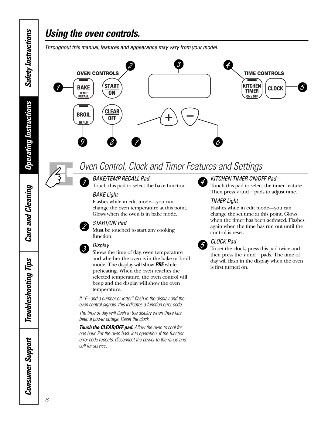 GE JDS28CKCC owner manual Using the oven controls, Care and Cleaning 