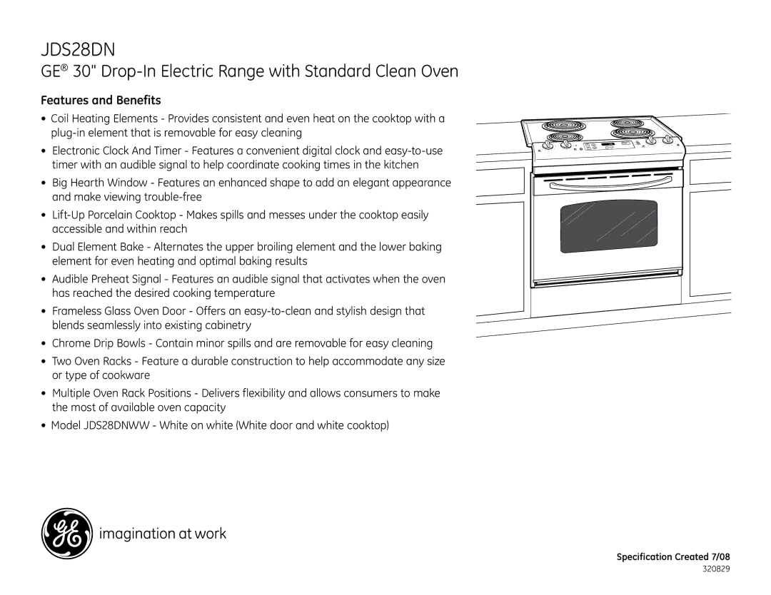 GE JDS28DNWW dimensions Features and Benefits 