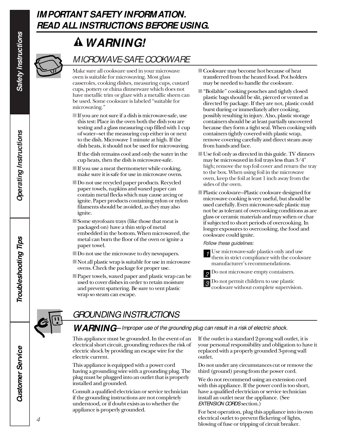 GE JE1050 owner manual Operating Instructions Troubleshooting Tips, Follow these guidelines 