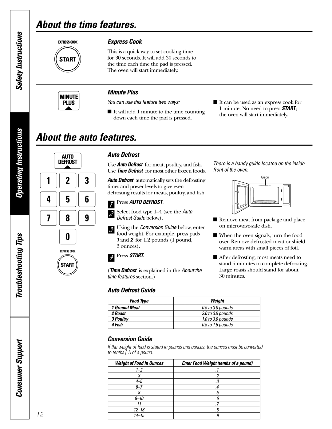 GE JE1160 owner manual About the auto features 