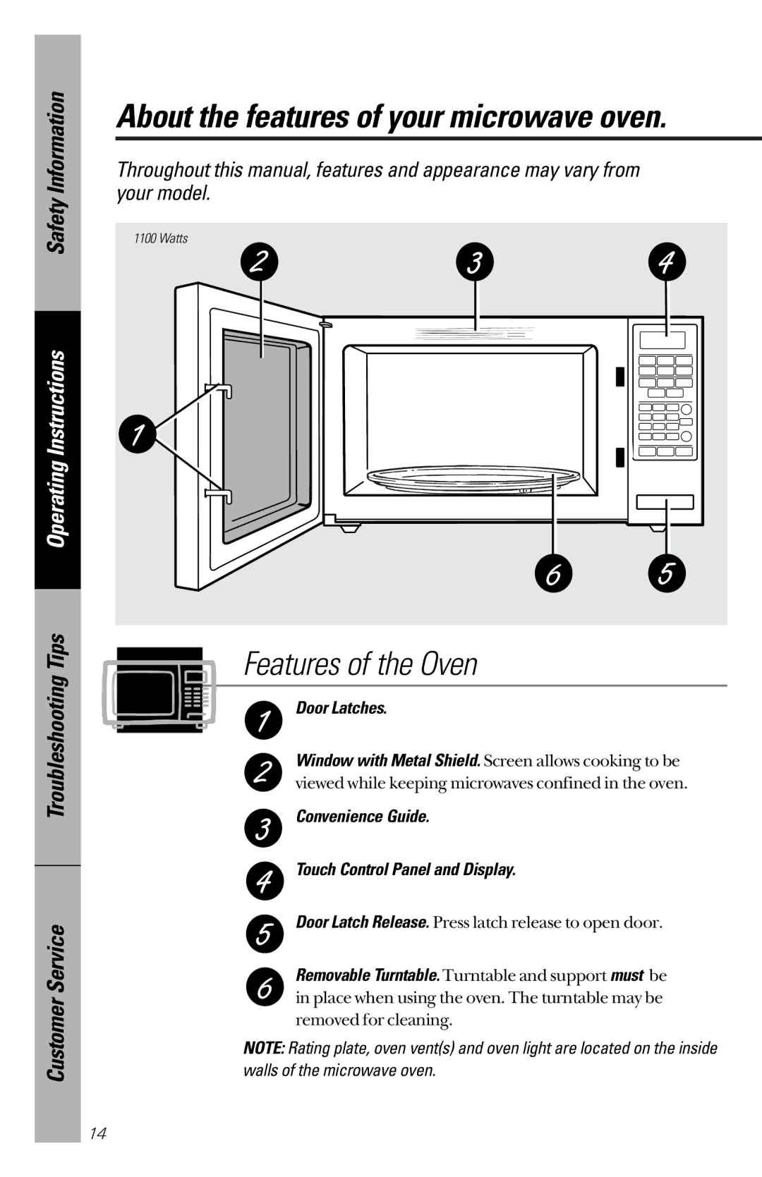 GE JE1340WC, JE1340BC owner manual Door Latches, Convenience Guide Touch Control Panel and Display 