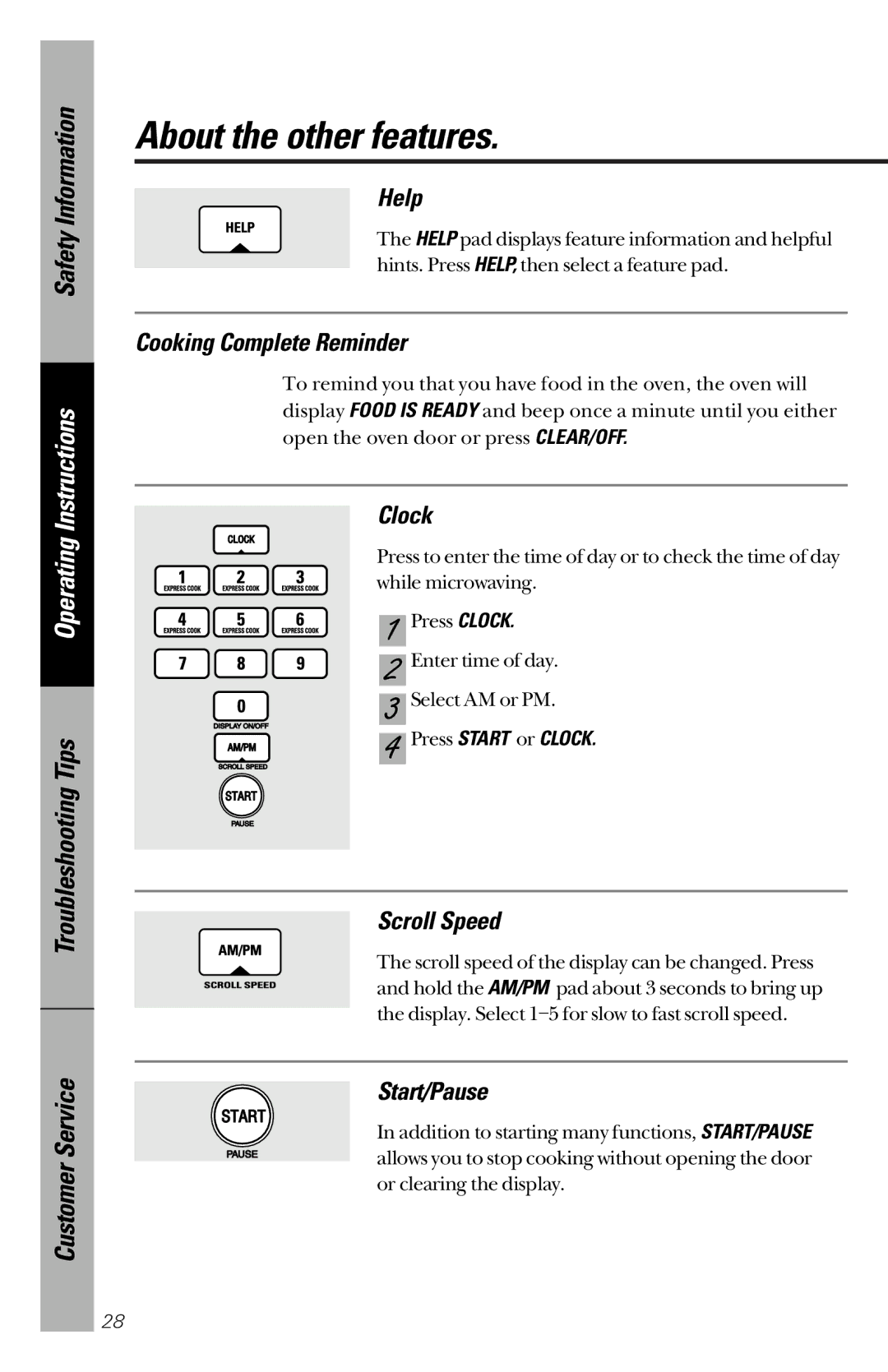 GE JE1340WC, JE1340BC owner manual About the other features 