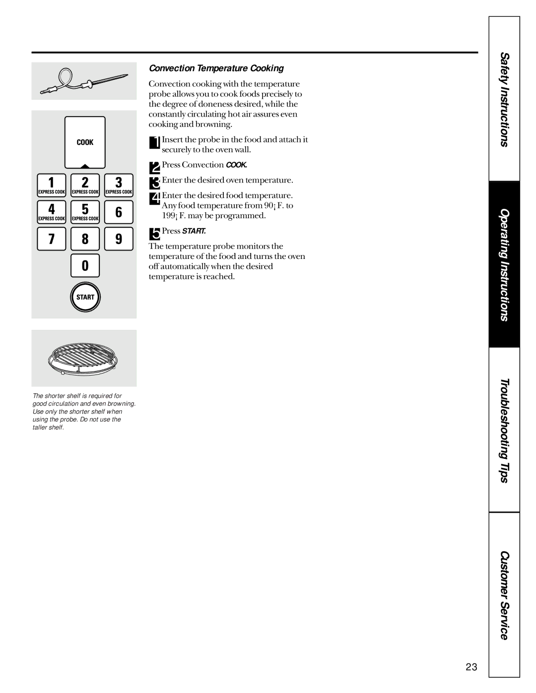 GE JE1390 owner manual Convection Temperature Cooking 