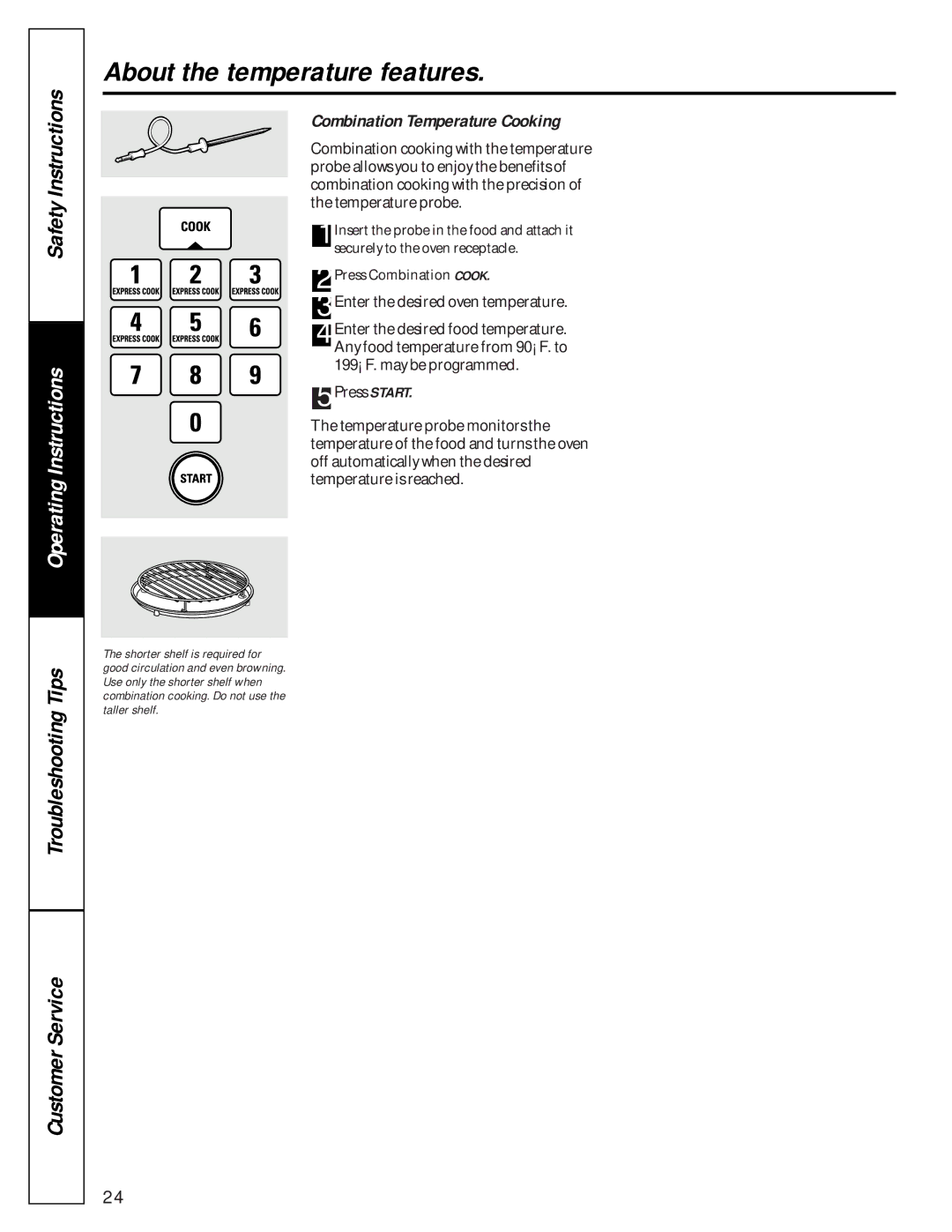 GE JE1390 owner manual Combination Temperature Cooking 