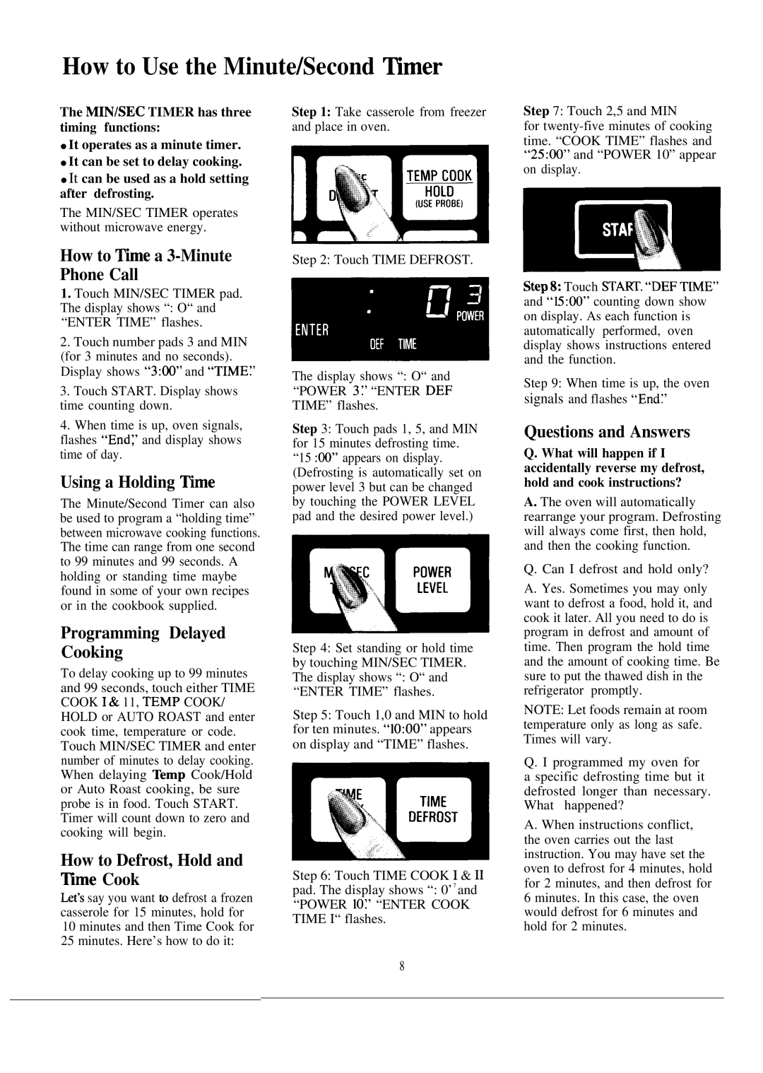 GE JE1465K manual How to Use the Minute/Second ~mer 