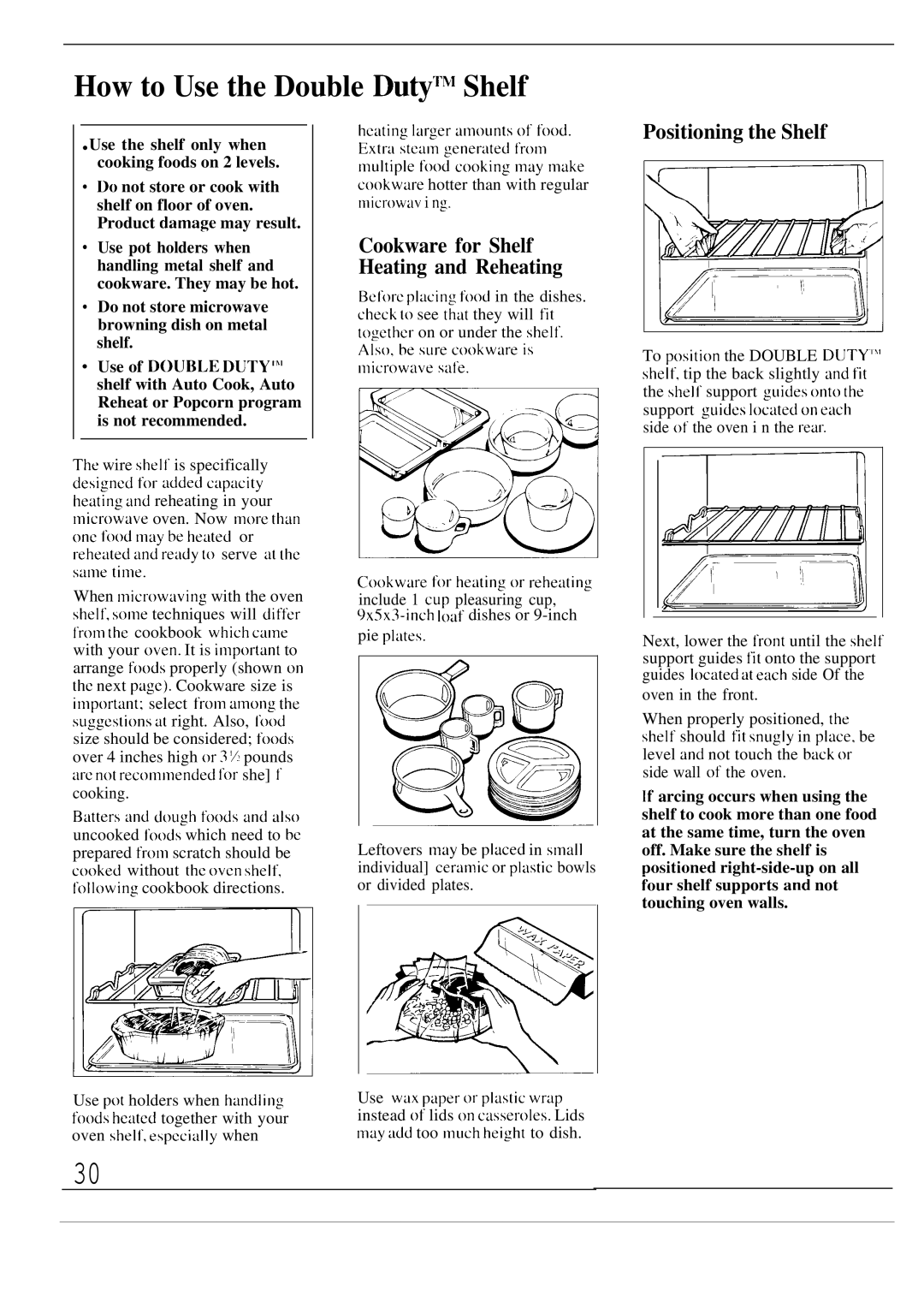 GE JE1468K manual How to Use the Double Duty’TM Shelf, Positioning the Shelf 