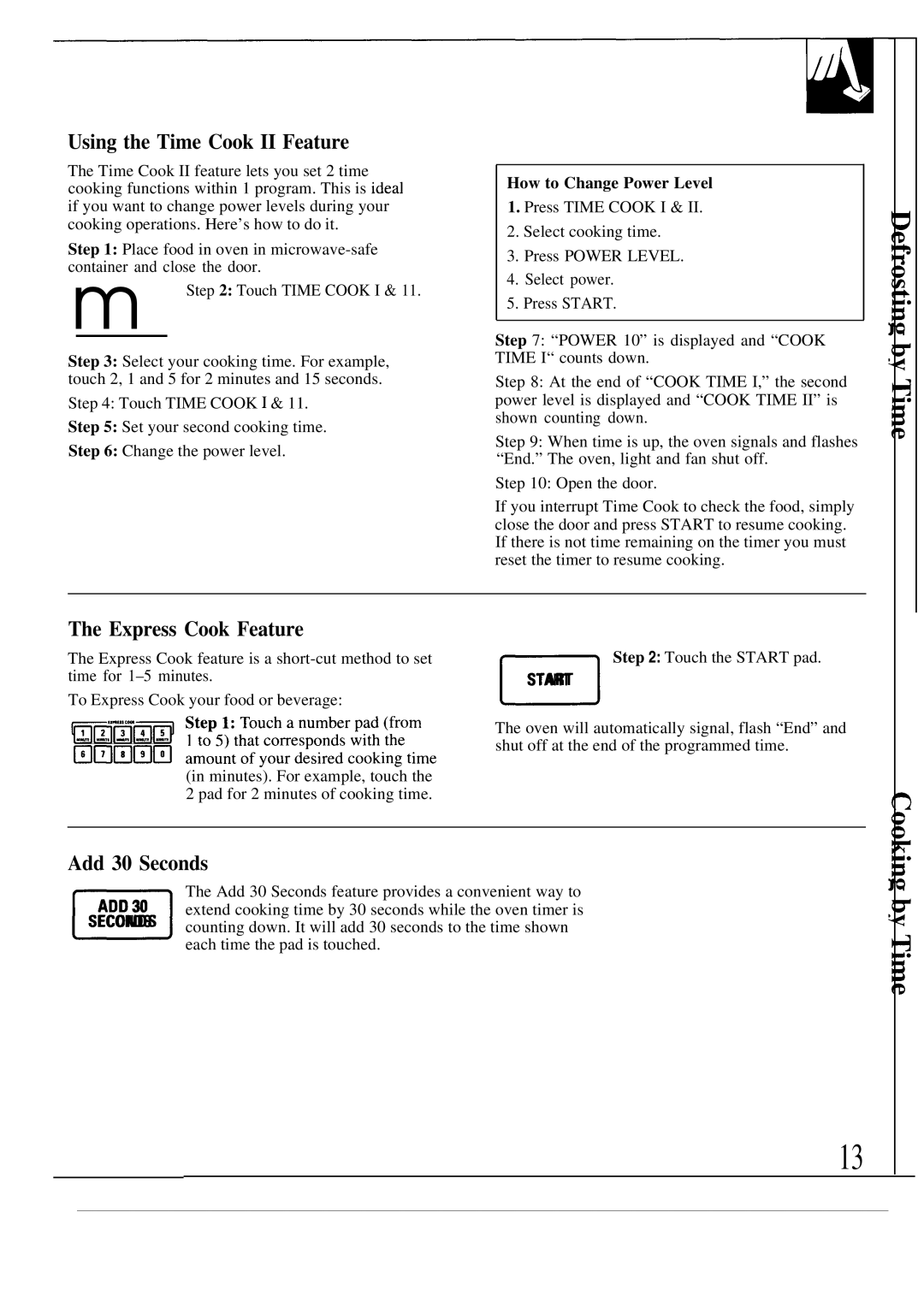 GE JE1468L operating instructions Using the Time Cook II Feature, Express Cook Feature, Add 30 Seconds 