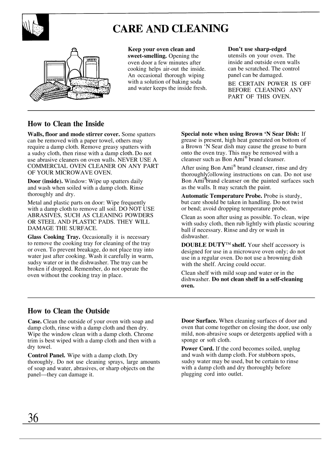 GE JE1468L operating instructions CA~ Am CLEAN~G, How to Clean the Inside, How to Clean the Outside 