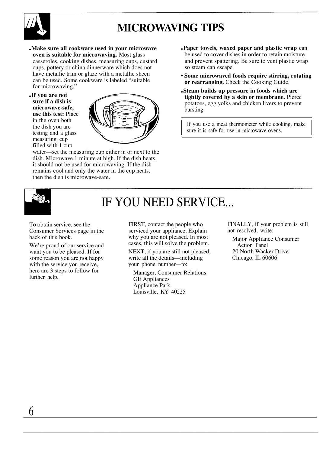 GE JE1468L operating instructions Microwav~G Tws, If YOU Need Service 