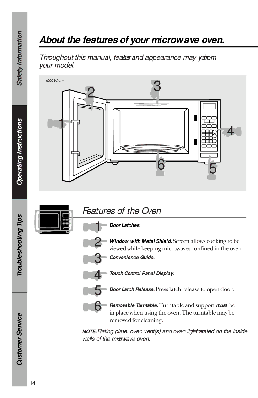 GE je1540 owner manual Door Latches, Convenience Guide, Touch Control Panel Display 