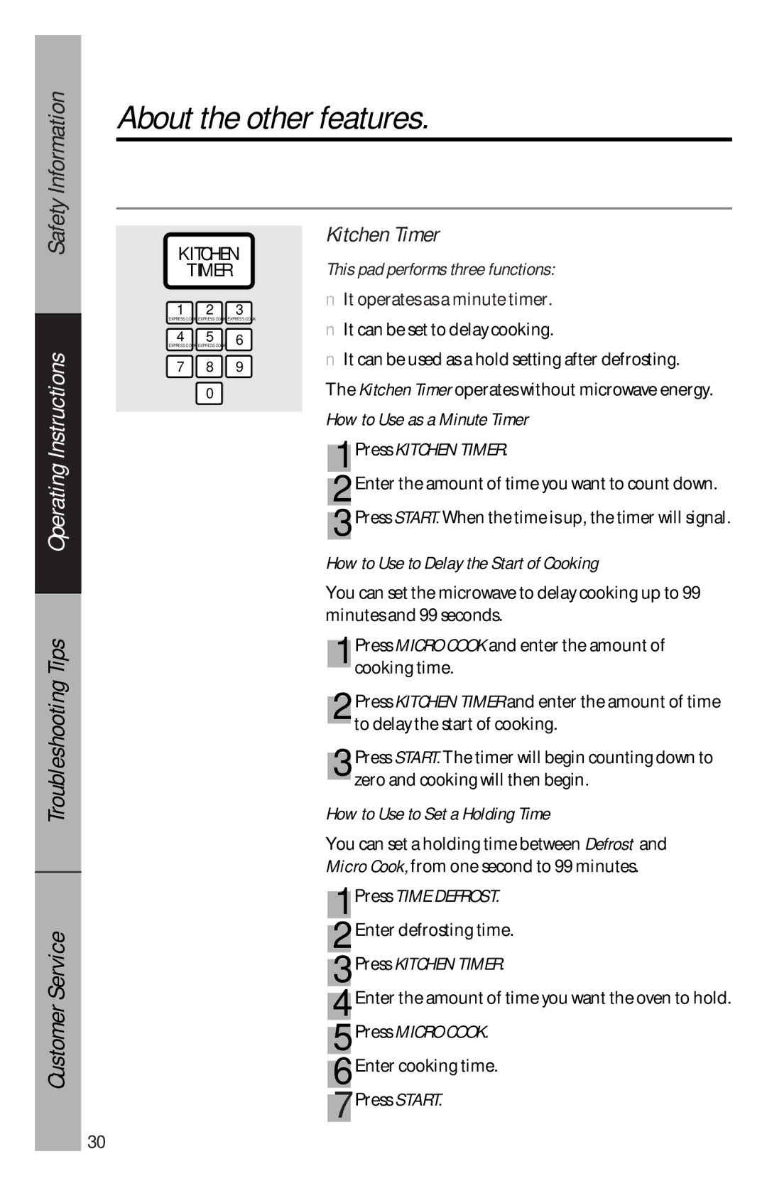 GE je1540 owner manual Kitchen Timer 