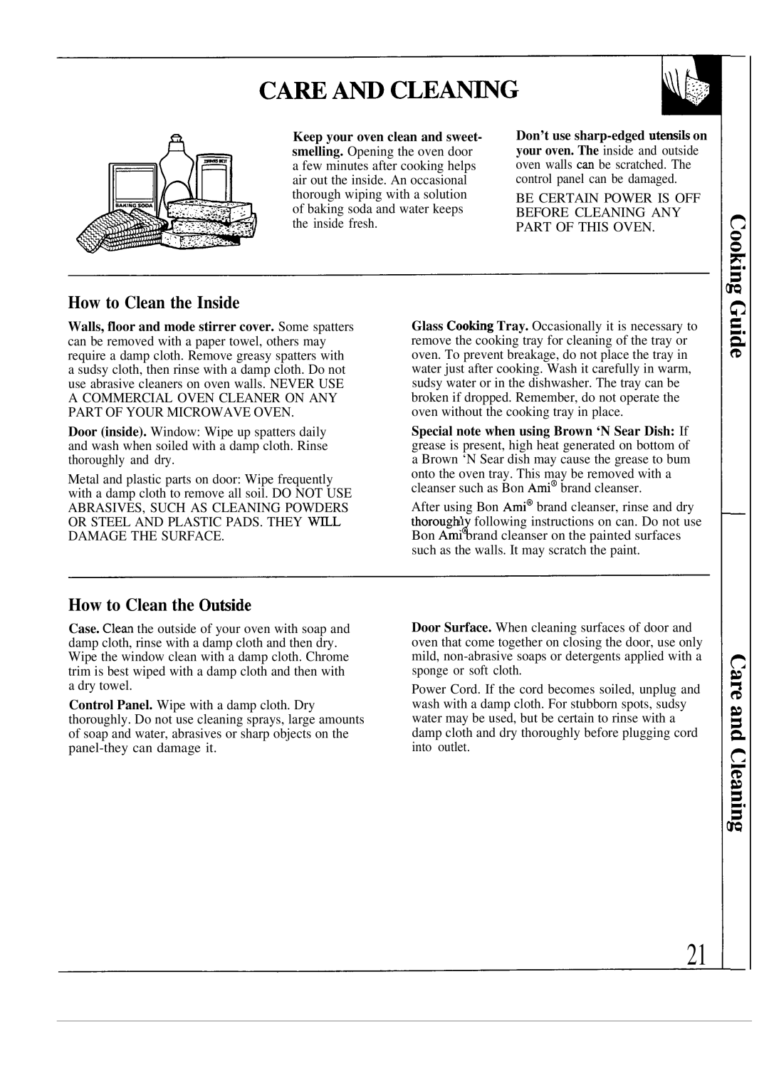 GE JEM23L operating instructions How to Clean the Inside, How to Clean the Oubide 