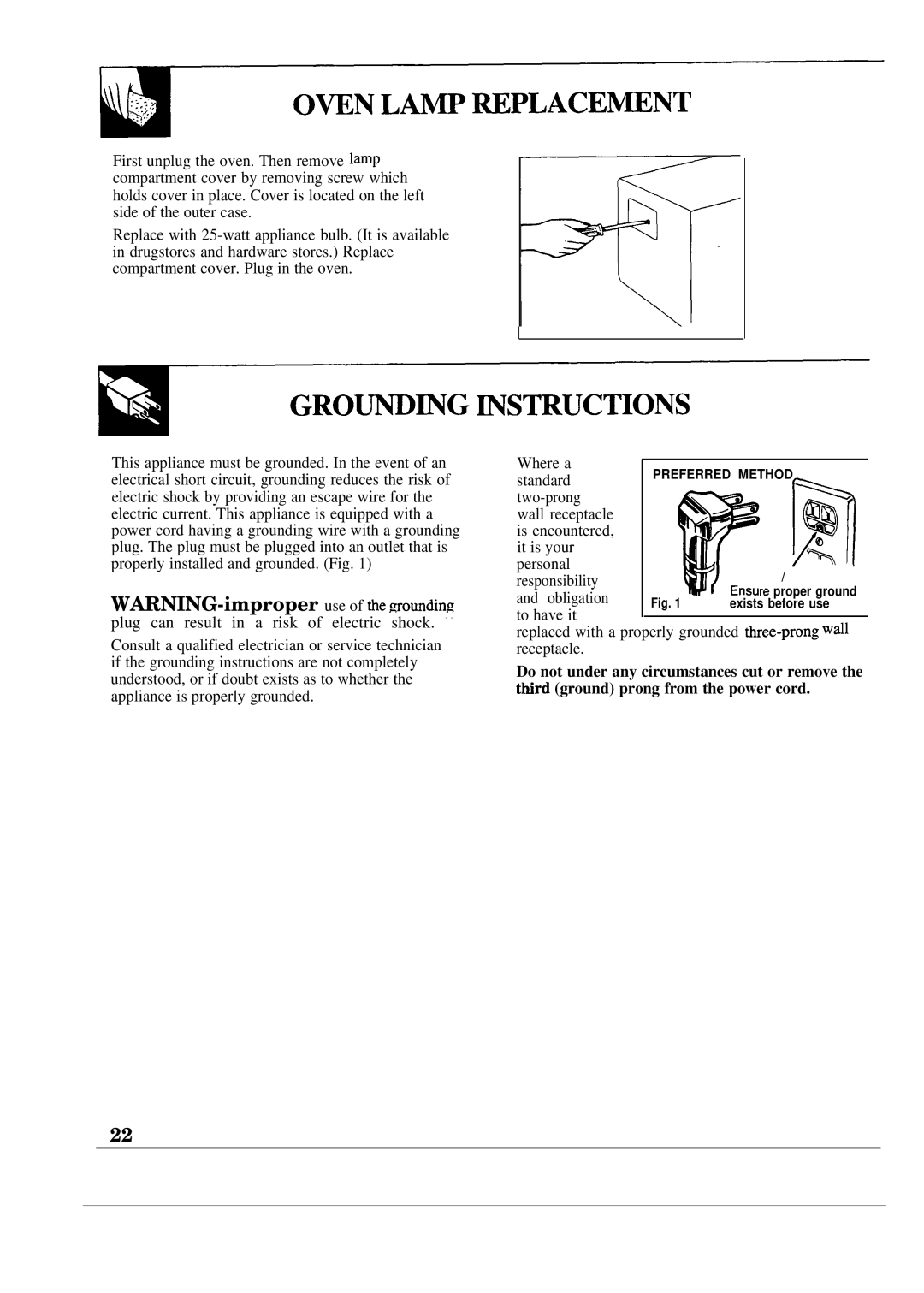 GE JEM23L operating instructions GRO~~G mSTRUCTIONS 