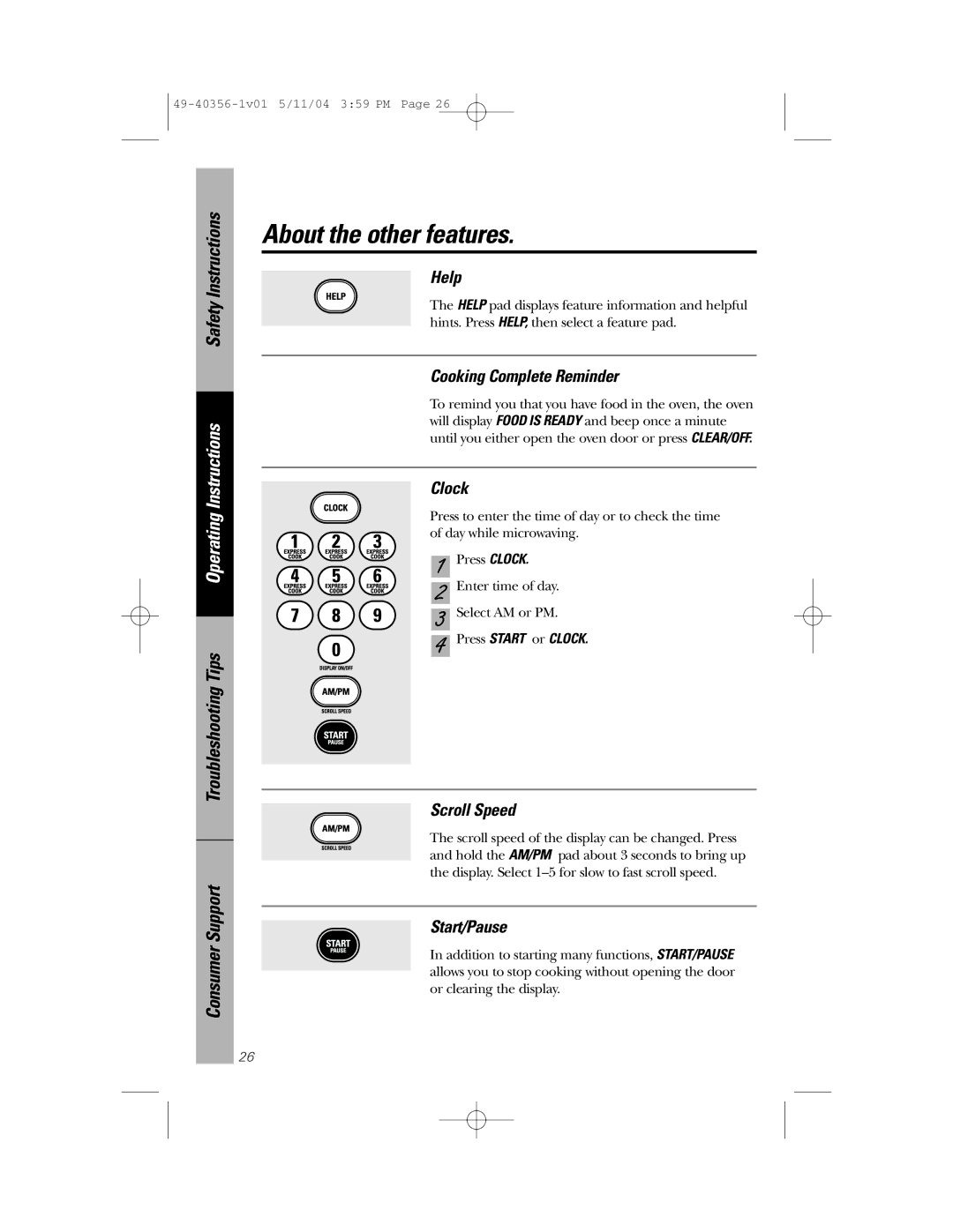 GE JEM31 owner manual About the other features 