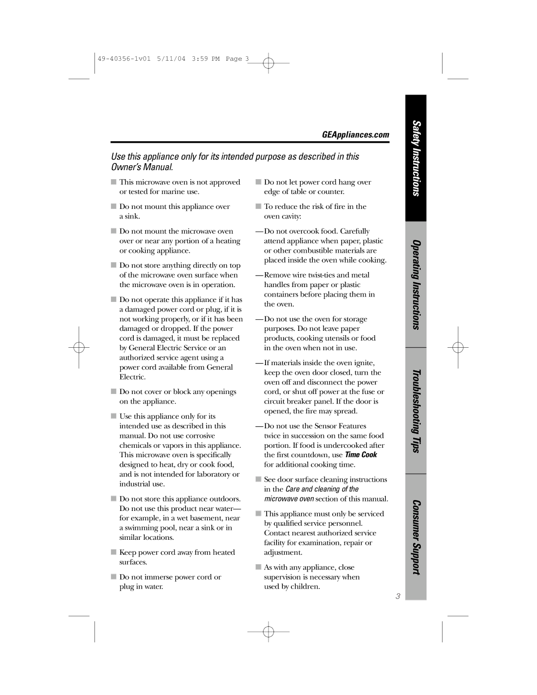 GE JEM31 owner manual Consumer Support, GEAppliances.com 