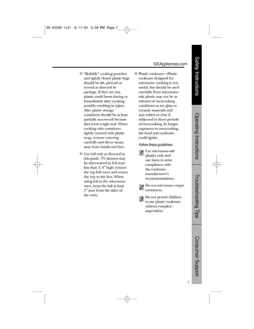 GE JEM31 owner manual Follow these guidelines 