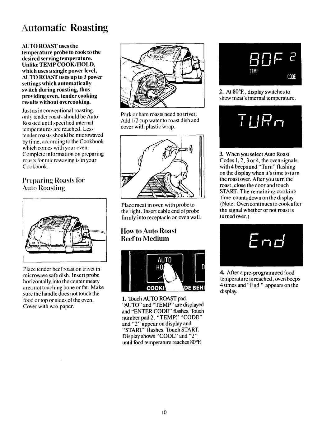 GE JEM31F manual How to Auto Roast Reef to Medium, Times and End appears on the display 