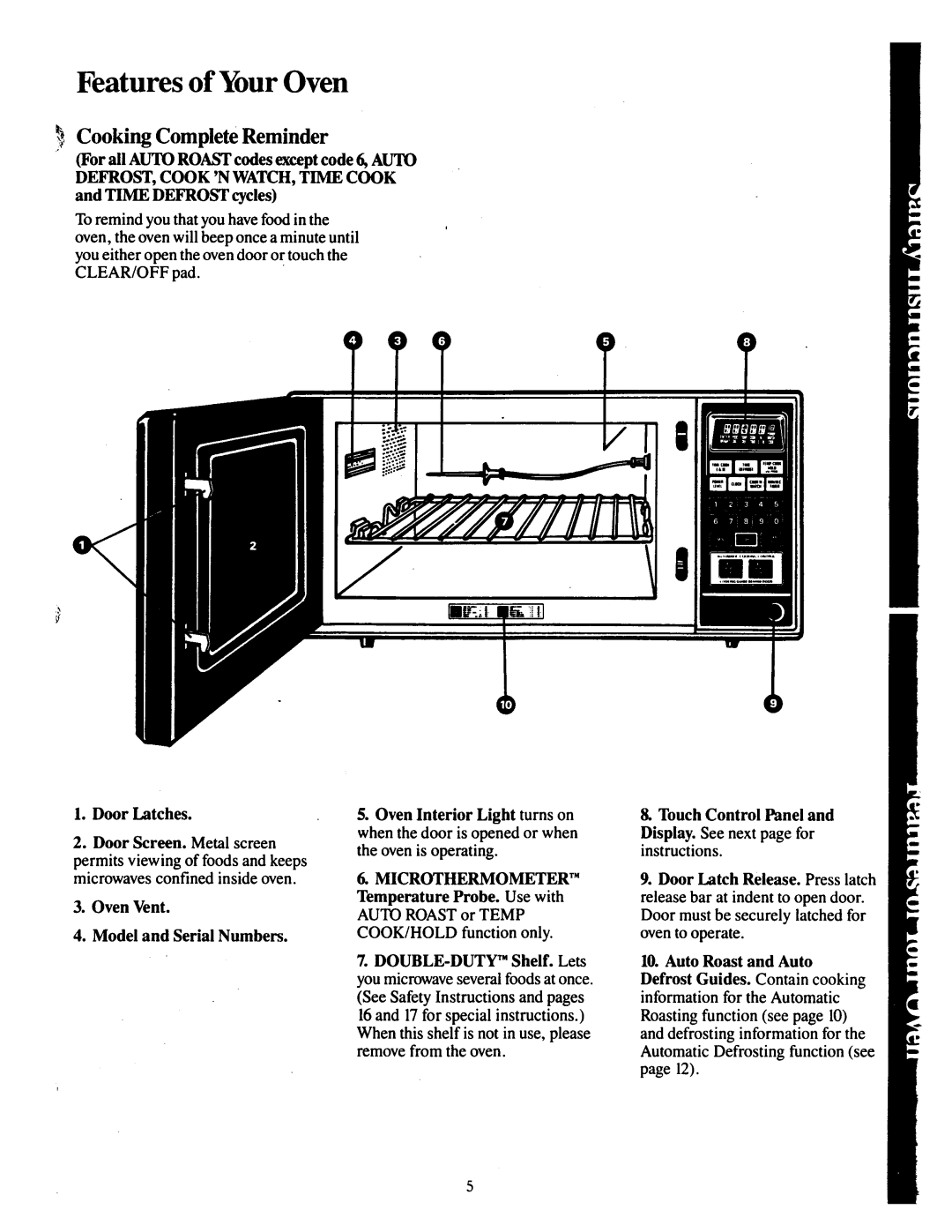 GE JEM31F manual Featuresof Your Oven, Cooking Complete Reminder, Door Latches 