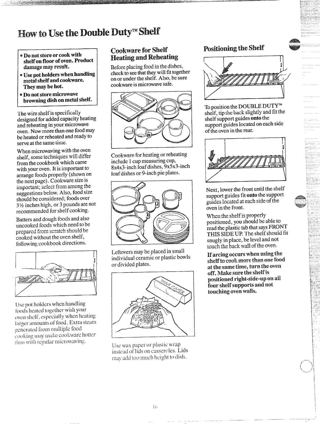 GE JEM31G warranty Shelf, Cookware forshelf Heating and Reheating 