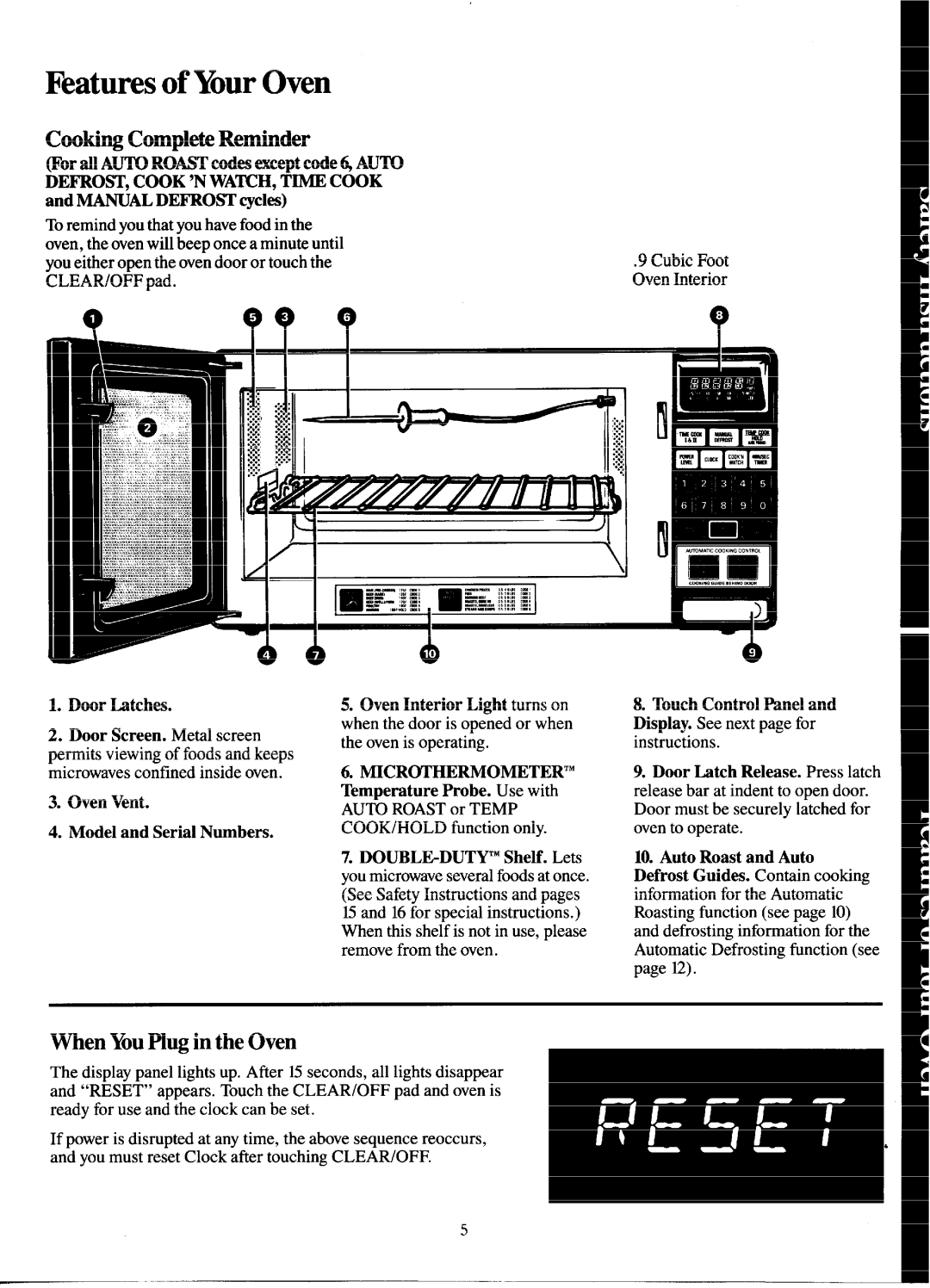 GE JEM31H manual Features of YourOven, Cooking Complete Reminder, When YouPlug in the Oven 