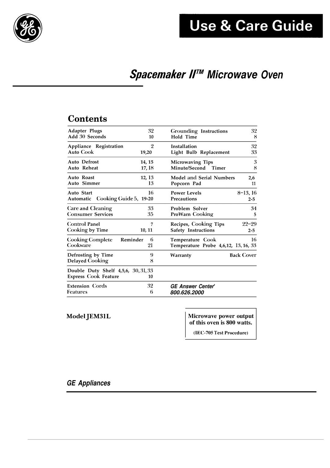 GE JEM31L manual Spacemaker Iitm Microwave Oven 