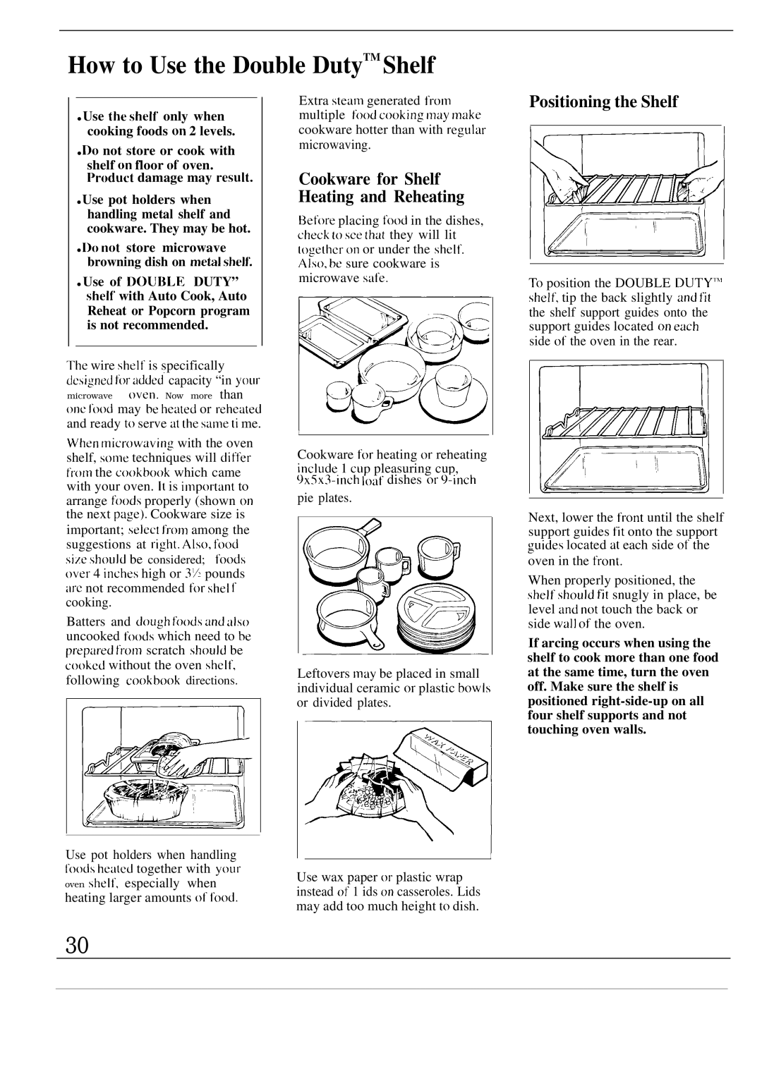 GE JEM31L manual How to Use the Double DutyTM Shelf, Positioning the Shelf 