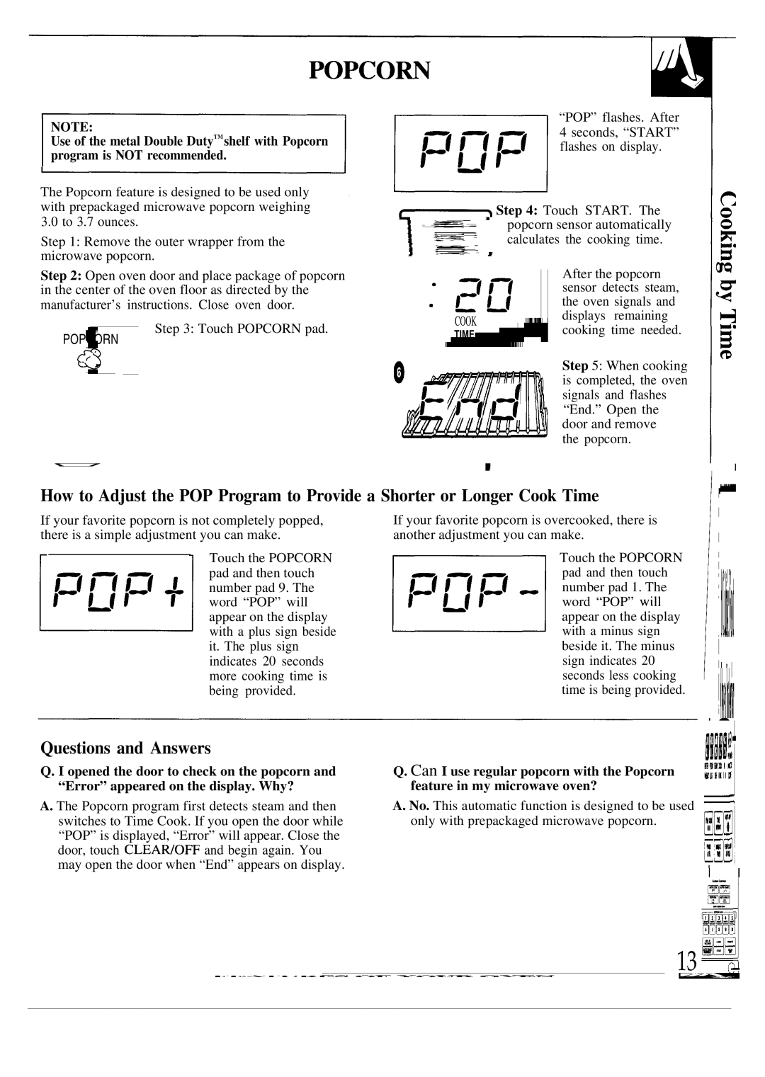 GE JEM31M warranty Questions and Answers, Popcorn 