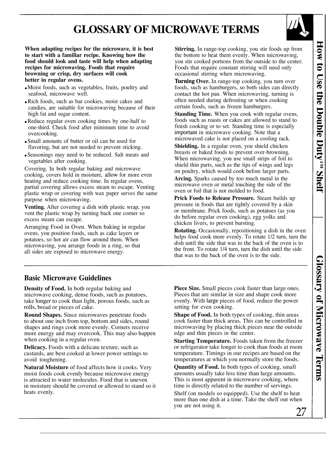 GE JEM31M warranty Basic Microwave Guidelines 