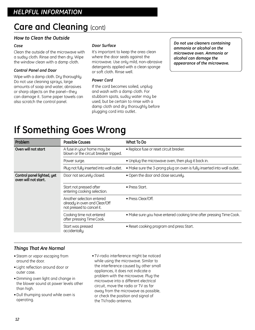 GE JES0734PMRR operating instructions How to Clean the Outside, Things That Are Normal 