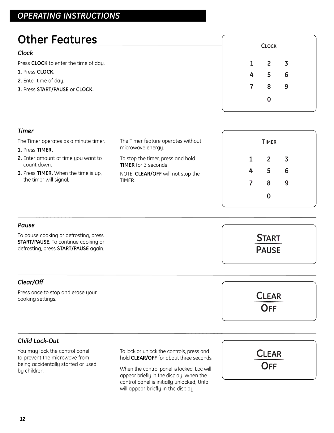 GE JES0737 quick start Other Features 