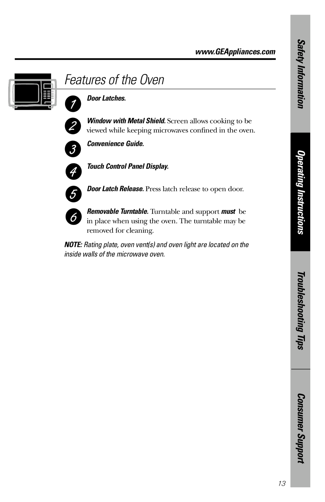 GE JES1034 owner manual Door Latches, Convenience Guide Touch Control Panel Display 