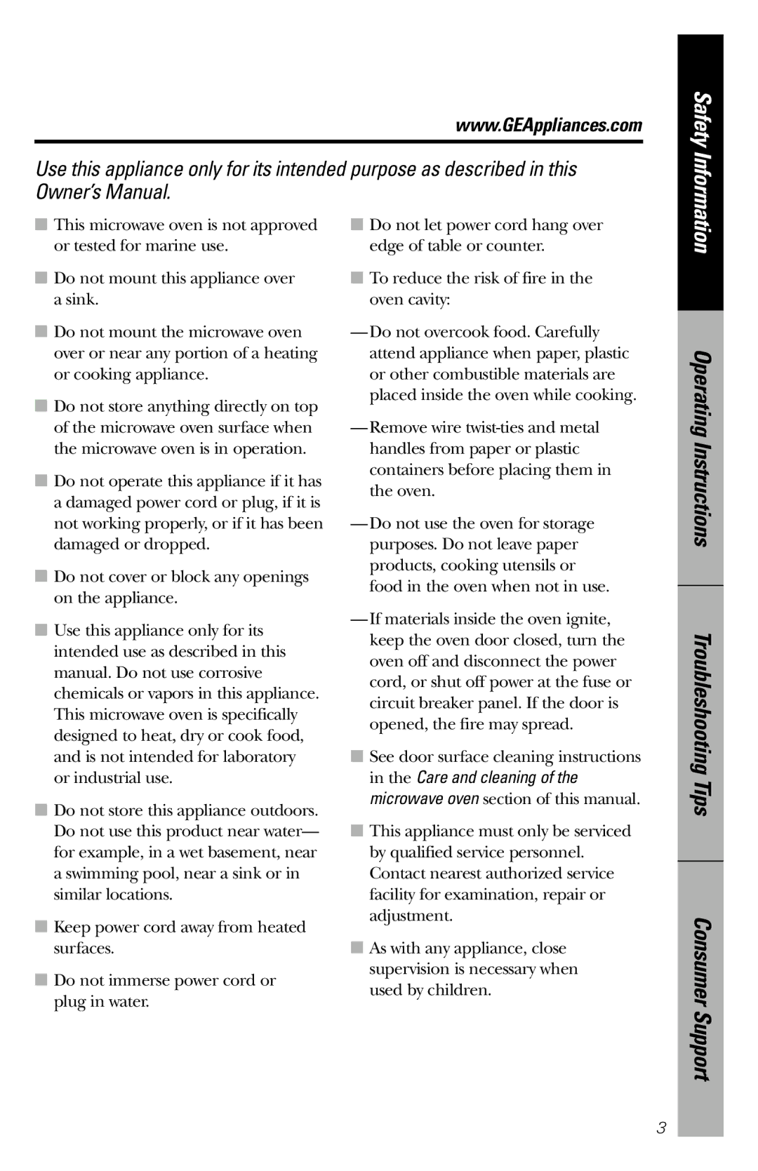 GE JES1034 owner manual Operating Instructions Troubleshooting Tips 