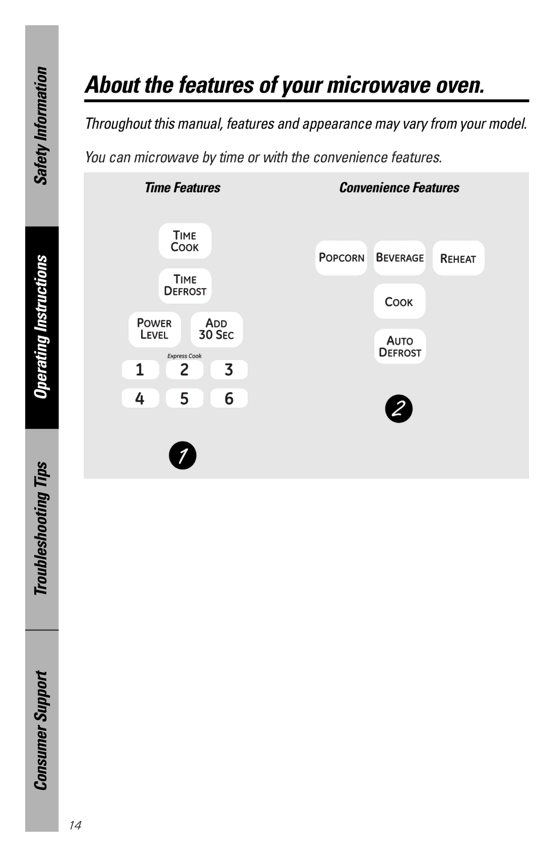 GE JES1036 owner manual Time Features Convenience Features 