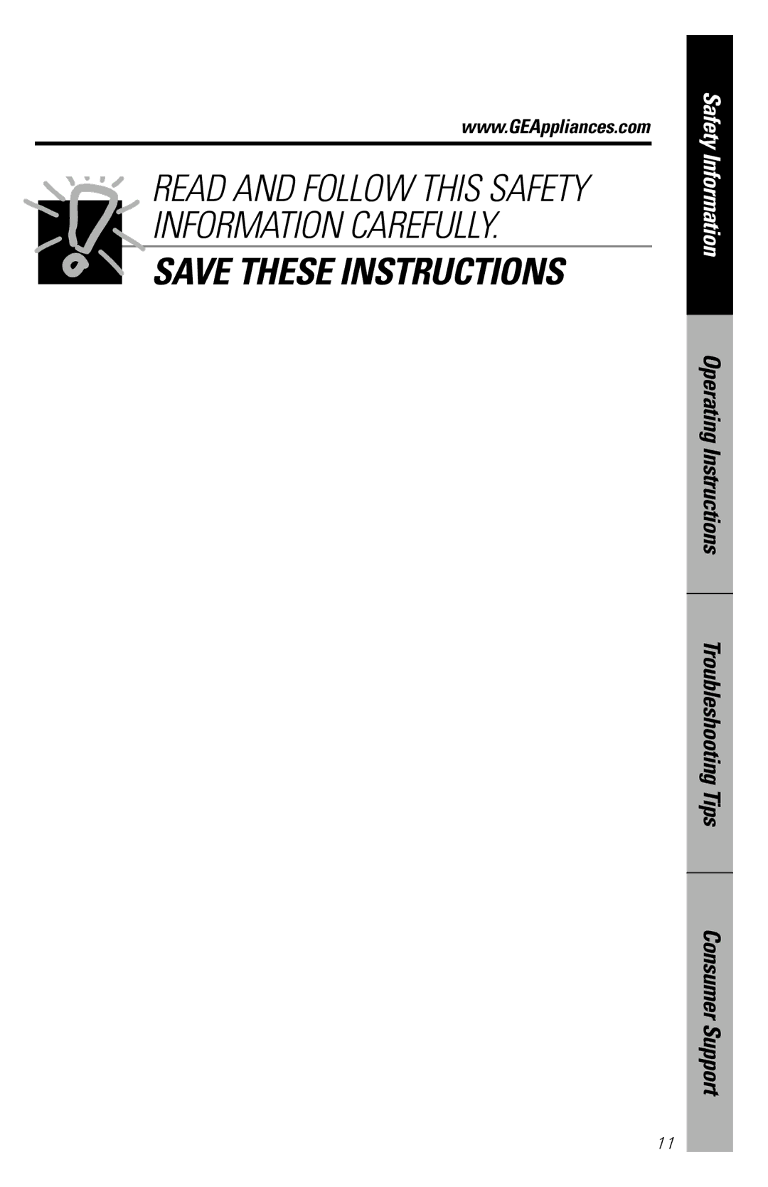 GE JES1036 owner manual Read and Follow this Safety Information Carefully 