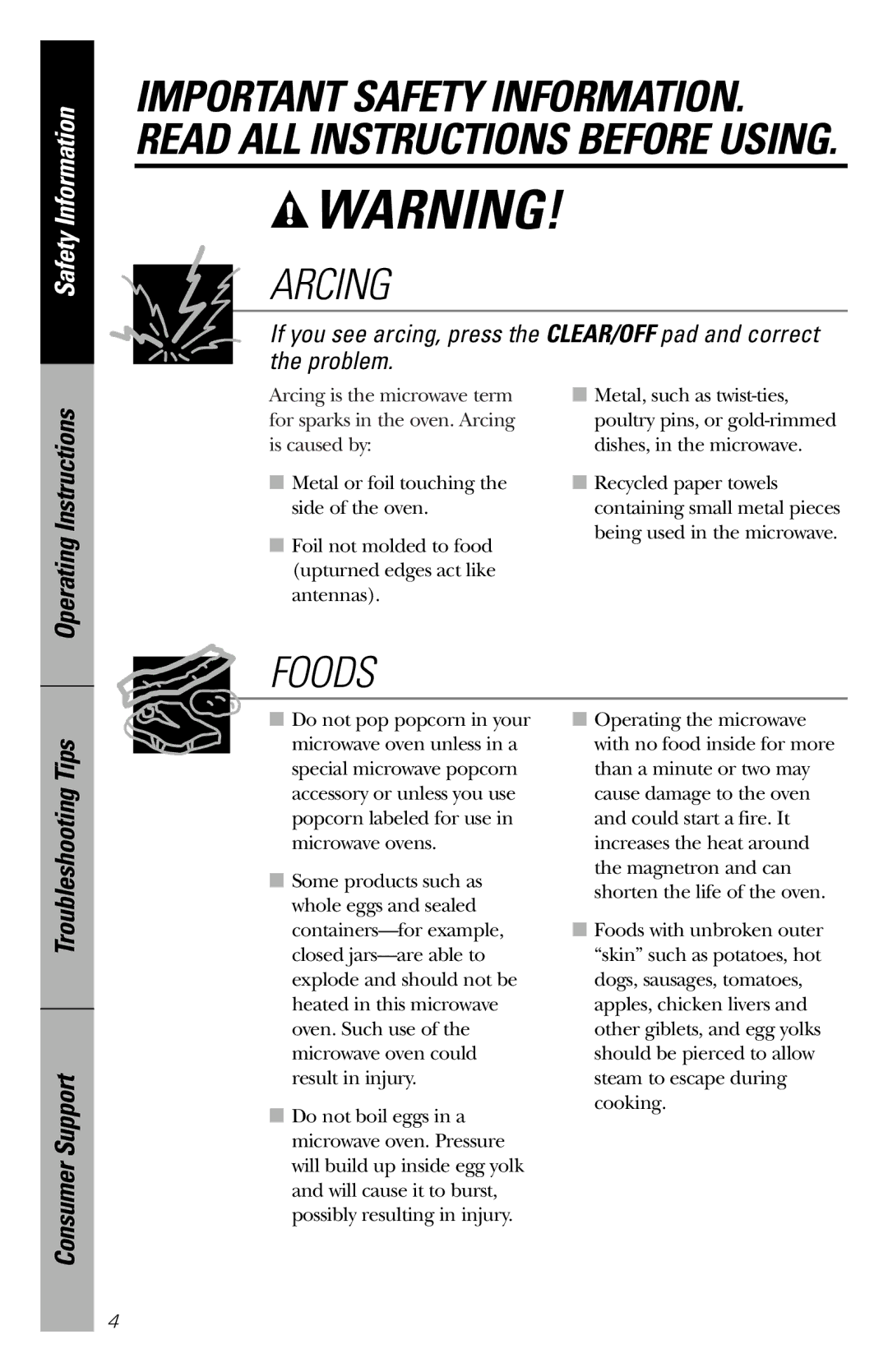 GE JES1039 owner manual Operating Instructions, Troubleshooting Tips 