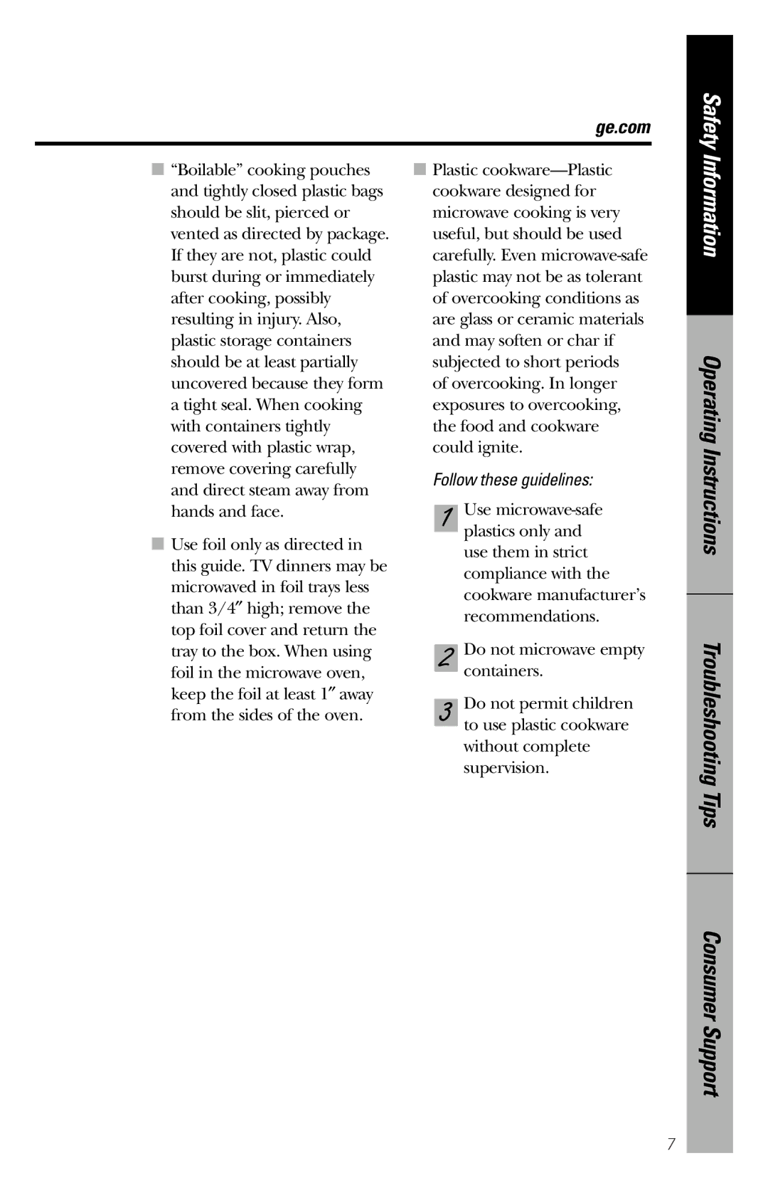 GE JES1039 owner manual Follow these guidelines 