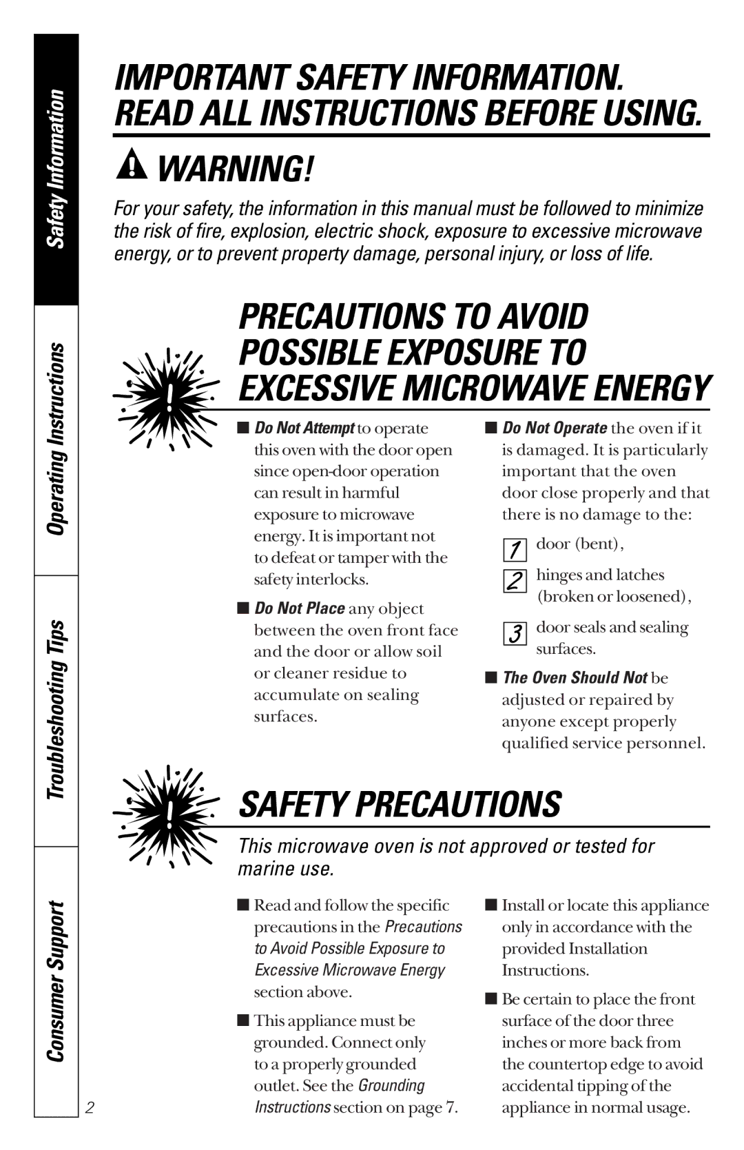 GE JES1133WD owner manual Precautions to Avoid 