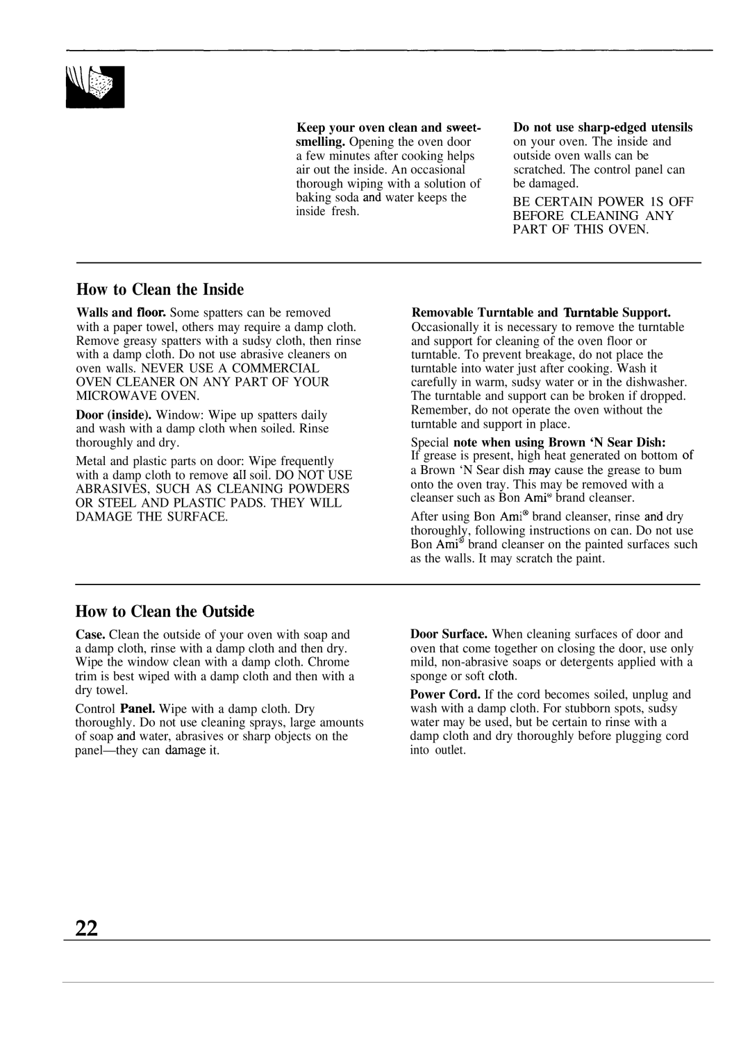 GE JES1134, JES1133 manual How to Clean the Inside, How to Clean the Ou@ide 