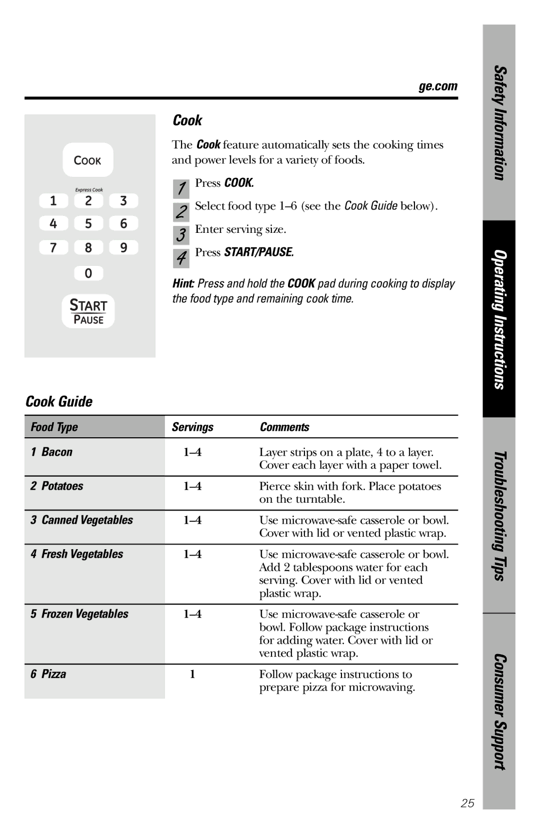 GE JES1136 owner manual Cook Guide 