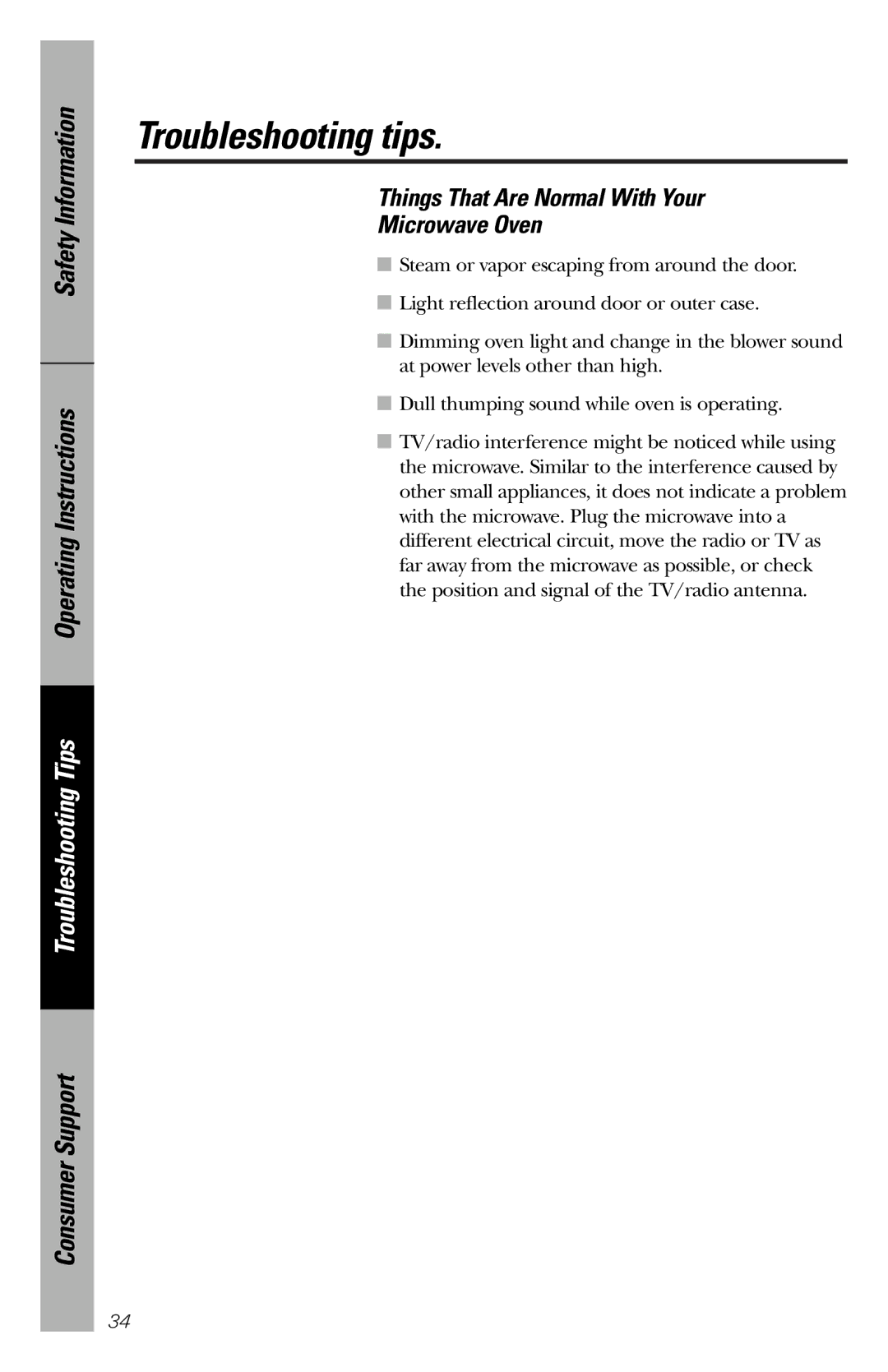 GE JES1136 owner manual Things That Are Normal With Your Microwave Oven 