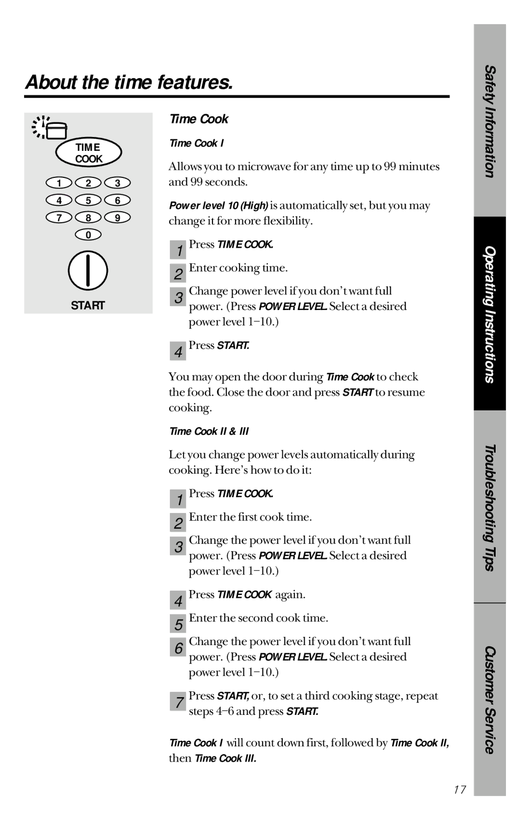 GE JES1144WY owner manual About the time features, Safety, Time Cook II 