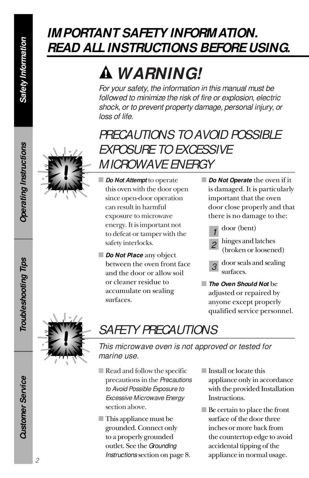 GE JES1144WY owner manual Exposure to Excessive Microwave Energy, Safety Precautions 