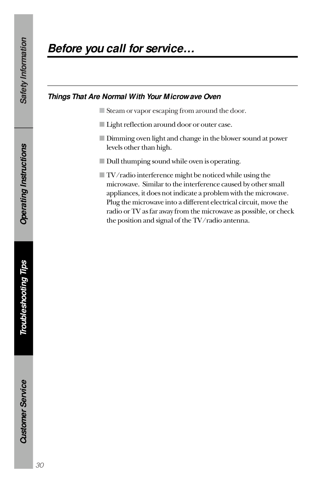 GE JES1144WY owner manual Things That Are Normal With Your Microwave Oven 