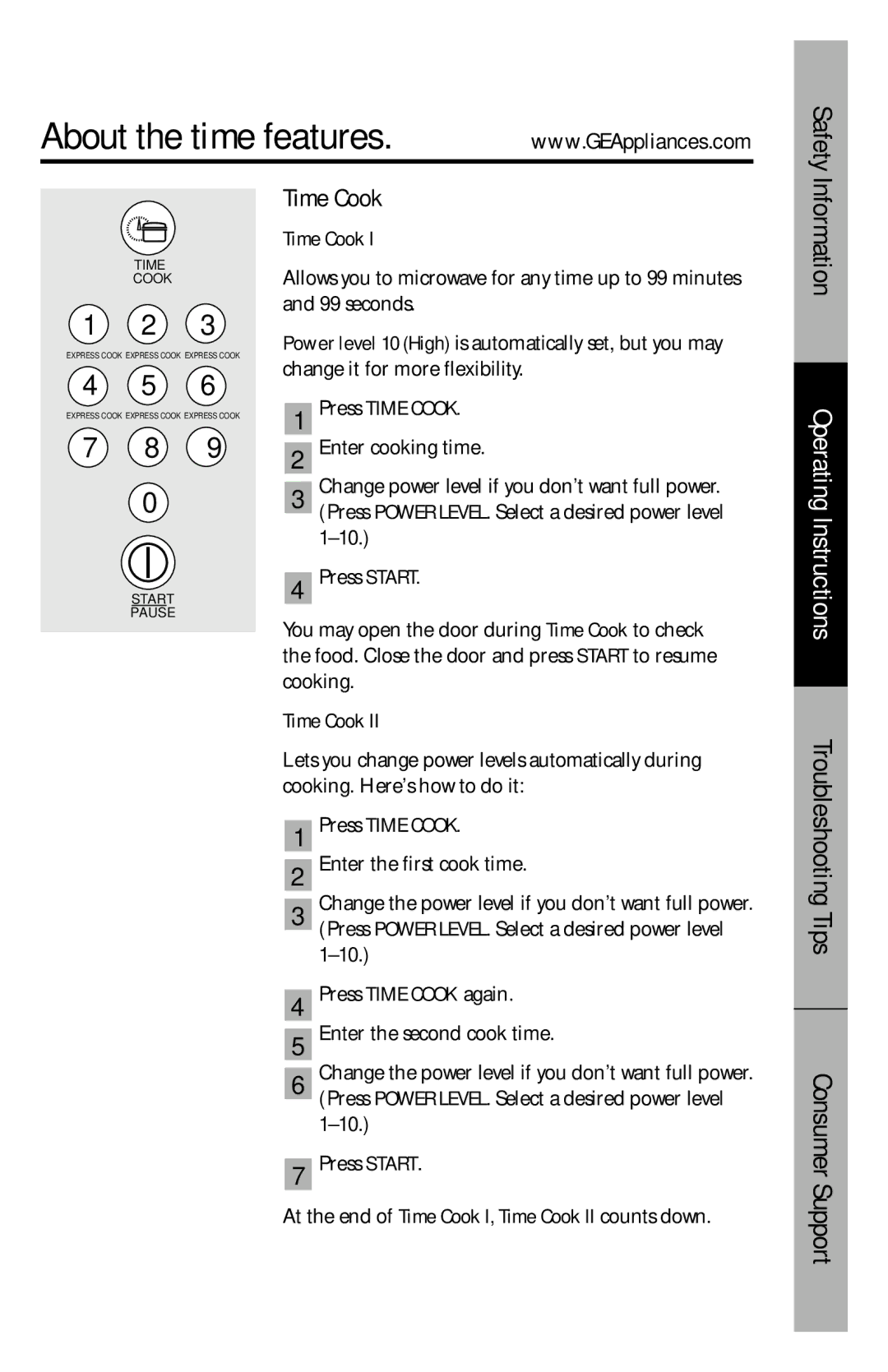 GE JES1146 owner manual About the time features, Press Time Cook 